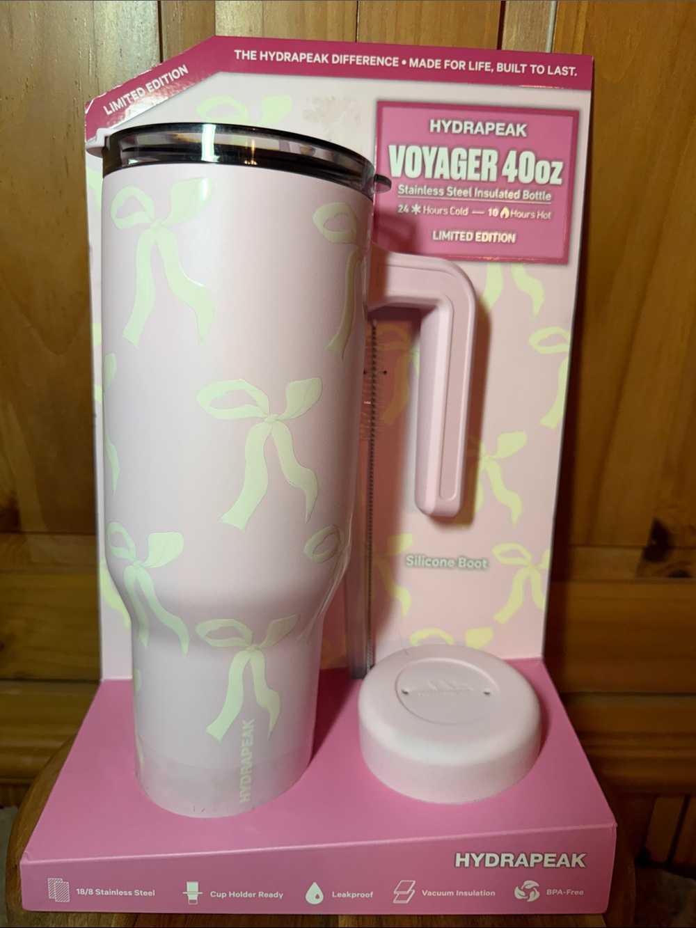 Hydrapeak Voyager 40oz Stainless Insulated Tumbler Set - Pink Bows